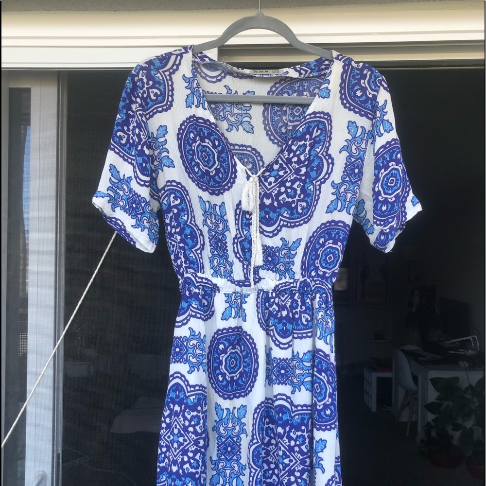 R.M.N mini blue white dress